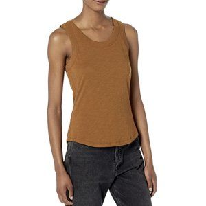 MADEWELL SEPIA WHISPER COTTON SCOOPNECK RIBBED TRIM TANK TOP